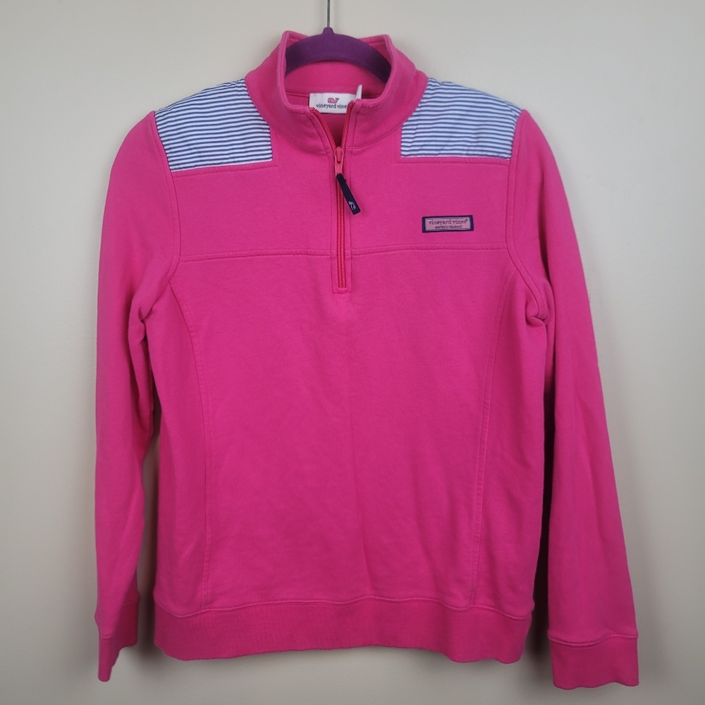 Vineyard Vines Hot Pink Quarter Zip Poplin Pullover size S